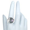 Faceted Amethyst Sterling Silver Moon Ring. A round-shaped faceted amethyst gemstone is set in genuine .925 sterling silver.
