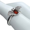 Bat Amber Silver Adjustable Ring