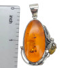 Amber Sterling Silver Handmade Fly and Leaf Design Pendant