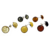 Green Amber Sterling Silver Stud Earrings