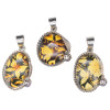Cameo Amber Sunflower & Butterfly Lady Bag Design Silver Pendant