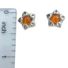 Amber Sterling Silver Flower Stud Earrings
