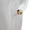 Multi-Color Amber Sterling Silver Clover Stud Earrings