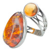 Cognac Amber Sterling Silver Adjustable Ring