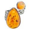 Cognac Amber Sterling Silver Adjustable Ring