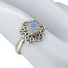 Faceted Moonstone Flower Style Silver Ring