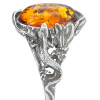 Cognac Amber Sterling Silver Ring