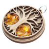 Tree Of Life Multicolor Amber Wooden Pendant