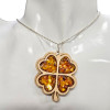 Four-Leaf Clover Multicolor Amber Wooden Pendant