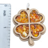 Four-Leaf Clover Multicolor Amber Wooden Pendant