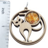 Cat Multicolor Amber Wooden Pendant