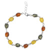 Multicolor Amber Flower Design Silver Link Bracelet