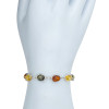 Multicolor Amber Flower Design Silver Link Bracelet