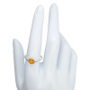 Cognac Amber Braided Silver Ring
