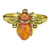 Cognac Amber Gold Plated Silver Bee Ring