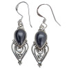 Black Onyx Sterling Silver Earrings on Hooks