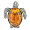 Amber Sterling Silver Turtle Adjustable Ring