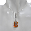 Cognac Amber Sterling Silver Guitar Pendant