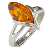 Cognac Amber Sterling Silver Ring