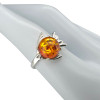 Amber Sterling Silver Fish Adjustable Ring
