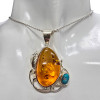 Amber/Turquoise Sterling Silver Handmade Pendant