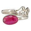 Faceted Composite Ruby Sterling Silver Adjustable Ring