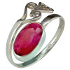 Faceted Composite Ruby Sterling Silver Adjustable Ring
