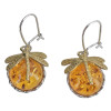 Amber Gold Plated Silver Dragonfly Earrings On Hooks