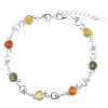 Multi-Color Amber Sterling Silver Link Bracelet