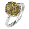 Green Amber Sterling Silver Ring