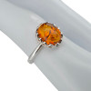 Cognac Amber Sterling Silver Adjustable Ring