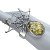 Green Amber Spider on Web / Bee Sterling Silver Adjustable Ring