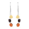 Multi-color Amber Carved Rose Earrings