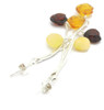 Multi-color Amber Carved Rose Earrings