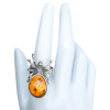 Cognac Amber Spider Sterling Silver Adjustable Ring
