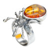 Cognac Amber Spider Sterling Silver Adjustable Ring