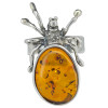 Cognac Amber Spider Sterling Silver Adjustable Ring