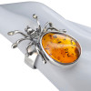 Cognac Amber Spider Sterling Silver Adjustable Ring