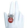 Cherry Amber Spider Sterling Silver Adjustable Ring