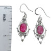 Faceted Composed Ruby Sterling Silver Earrings on Hooks