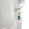 Faceted Composed Emerald Sterling Silver Earrings on Hooks