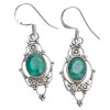 Faceted Composed Emerald Sterling Silver Earrings on Hooks