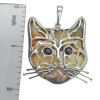 Multicolor Amber Sterling Silver Cat Pendant