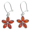 Cognac Amber Sterling Silver Flower Earrings on Hooks