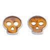 Cognac Amber Sterling Silver Skull Stud Earrings