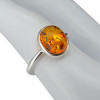 Cognac Amber Sterling Silver Adjustable Ring