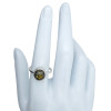 Green Amber Sterling Silver Adjustable Ring