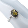 Green Amber Sterling Silver Adjustable Ring