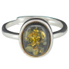 Green Amber Sterling Silver Adjustable Ring