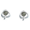 Green Amber Sterling Silver Spade Stud Earrings
